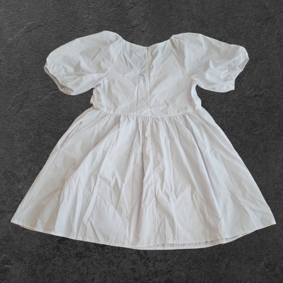 White Puff-Sleeve Babydoll Mini Dress - Picture 4 of 9